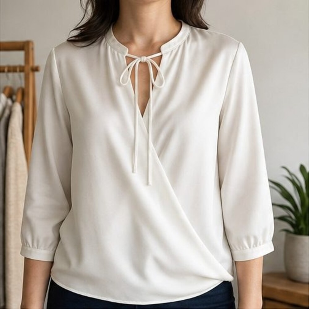 Ivory Pleated Blouse - Picture 2 of 6